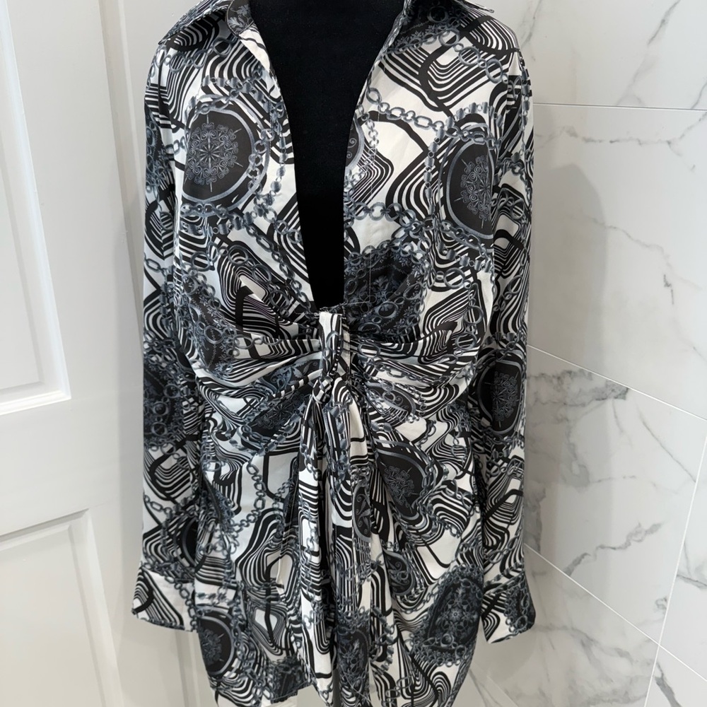 Sexy Black and White Mini Dress or long top
